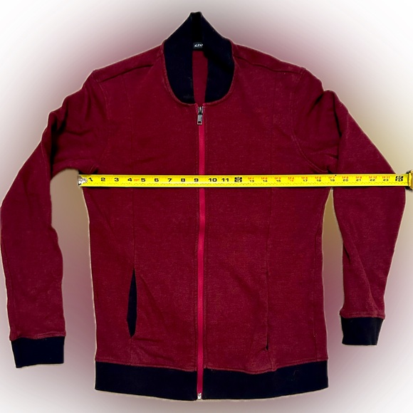 ALFANI MENS COTTON ZIP FRONT BASEBALL COLLAR BOMBER JACKET DARK RED SZ S EGYPT - Picture 1 of 10